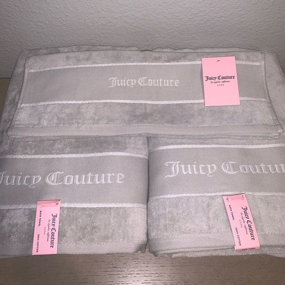 Juicy Couture Bath Grey Logo Band Bath Towel Juicy Couture Set